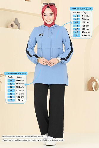 moda selvim طقم أزرق فاتح & أسود 358DVL817 - Thumbnail