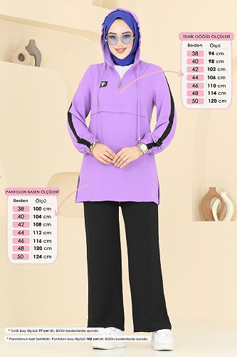 moda selvim Combined 358DVL817 Lilac & Black - Thumbnail