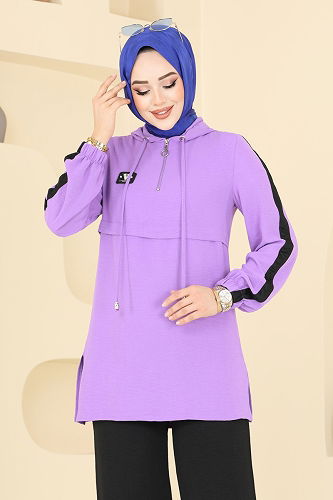 moda selvim طقم ليلكي وأسود 358DVL817 - Thumbnail