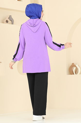 moda selvim طقم ليلكي وأسود 358DVL817 - Thumbnail