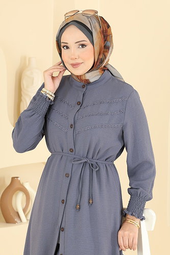 moda selvim طقم رمادي غامق 358ORG1169 - Thumbnail