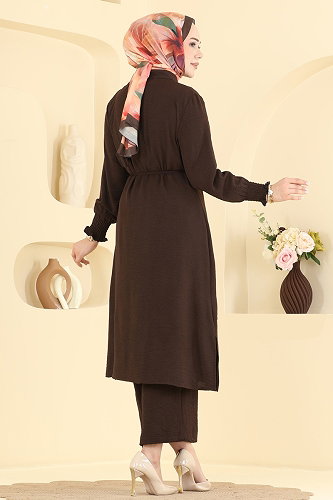 moda selvim طقم بني غامق 358ORG1169 - Thumbnail