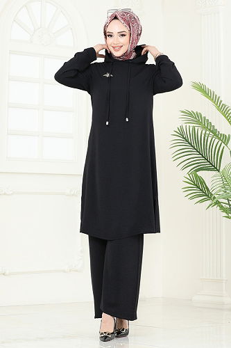 moda selvim طقم أسود 359DVL817 - Thumbnail