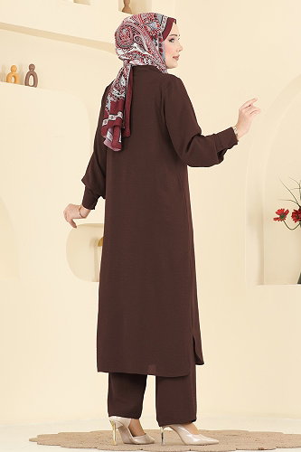 moda selvim طقم بني 3606ZNN863 - Thumbnail