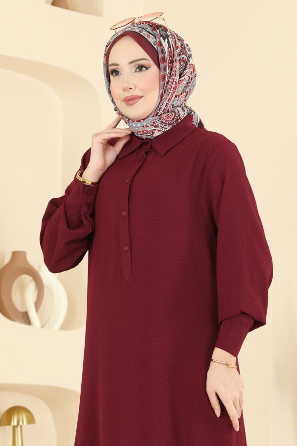 Modaselvim Hijab Combinations Combined 3606ZNN863 Burgundy