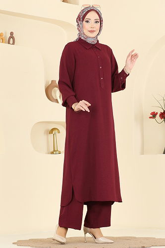 moda selvim طقم خمري 3606ZNN863 - Thumbnail