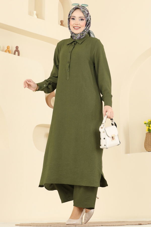 Modaselvim Hijab Combinations Combined 3606ZNN863 Khaki