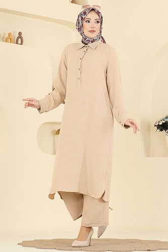 moda selvim طقم بيج 3606ZNN863 - Thumbnail