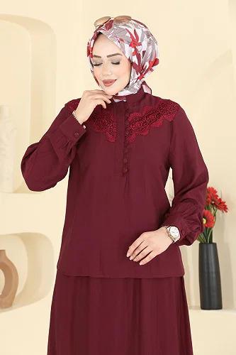 moda selvim Combined 364ASN888 Burgundy - Thumbnail