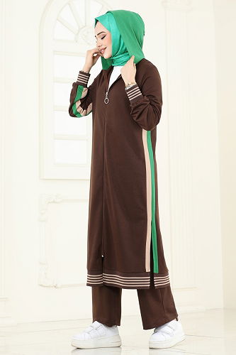 moda selvim طقم بني 365DVL817 - Thumbnail