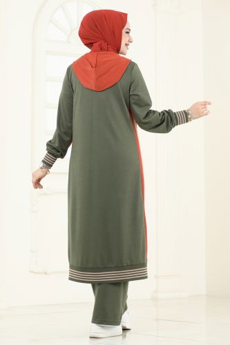 moda selvim طقم اخضر عفني 365DVL817 - Thumbnail