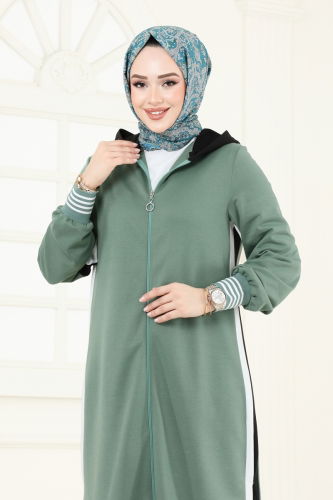 moda selvim طقم أخضر باهت 365DVL817 - Thumbnail