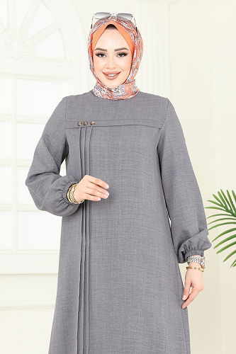 moda selvim طقم رمادي غامق 366DVL817 - Thumbnail