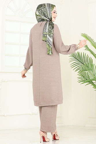 moda selvim طقم بيج غامق 366DVL817 - Thumbnail