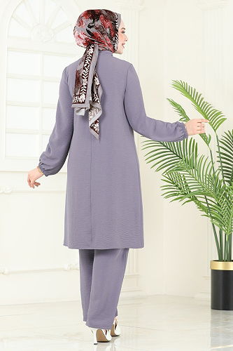 moda selvim طقم رمادي فاتح 367DVL817 - Thumbnail