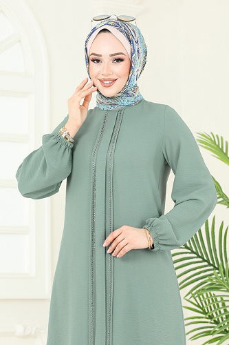 moda selvim طقم أخضر باهت 367DVL817 - Thumbnail