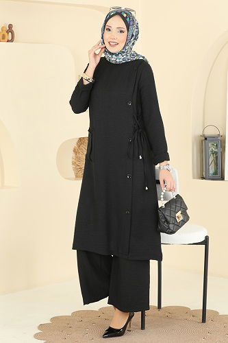 moda selvim طقم أسود 367MP806 - Thumbnail