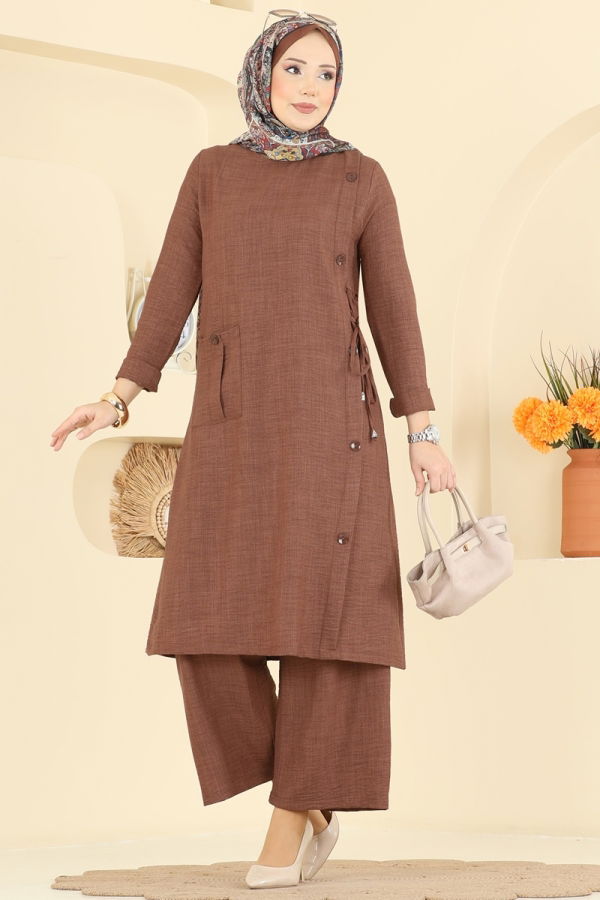 Modaselvim Hijab Combinations Combined 367MP806 Dark Tan