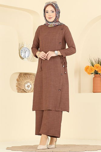 moda selvim طقم عسلي غامق 367MP806 - Thumbnail