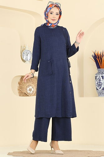 moda selvim طقم كحلي 367MP806 - Thumbnail