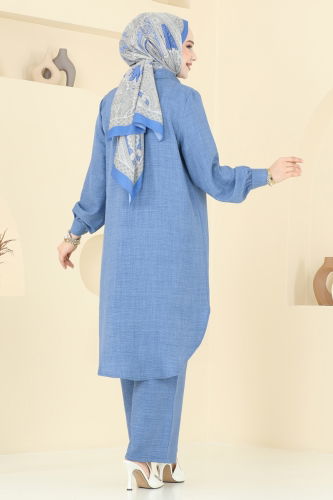 moda selvim طقم ازرق 368DVL817 - Thumbnail