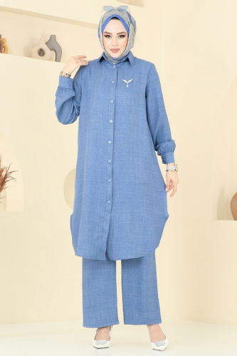 moda selvim طقم ازرق 368DVL817 - Thumbnail