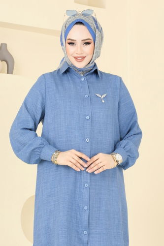 moda selvim طقم ازرق 368DVL817 - Thumbnail