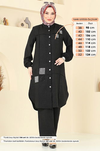 moda selvim طقم أسود 369DVL817 - Thumbnail