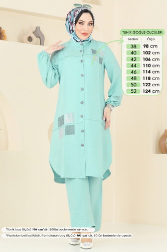 moda selvim طقم أخضر 369DVL817 - Thumbnail