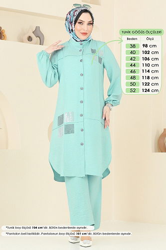 moda selvim طقم أخضر 369DVL817 - Thumbnail