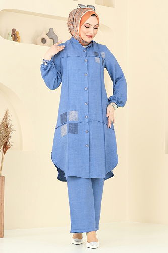 moda selvim طقم ازرق 369DVL817 - Thumbnail