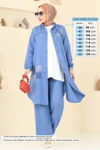 moda selvim طقم ازرق 369DVL817 - Thumbnail