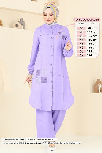 moda selvim طقم ليلكي 369DVL817 - Thumbnail