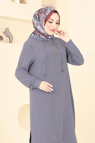 moda selvim طقم رمادي غامق 370DVL817 - Thumbnail