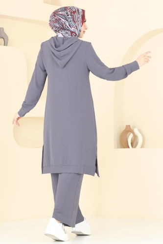 moda selvim طقم رمادي غامق 370DVL817 - Thumbnail