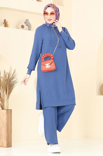 moda selvim طقم ازرق 370DVL817 - Thumbnail