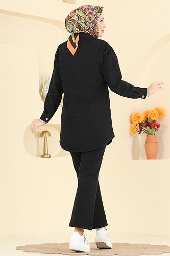 moda selvim Combined 370ORG1169 Black Jeans - Thumbnail