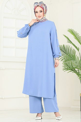 moda selvim طقم أزرق فاتح 371DVL817 - Thumbnail