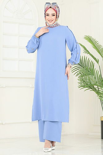 moda selvim طقم أزرق فاتح 371DVL817 - Thumbnail