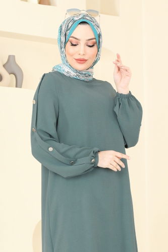 moda selvim طقم أخضر باهت غامق 371DVL817 - Thumbnail