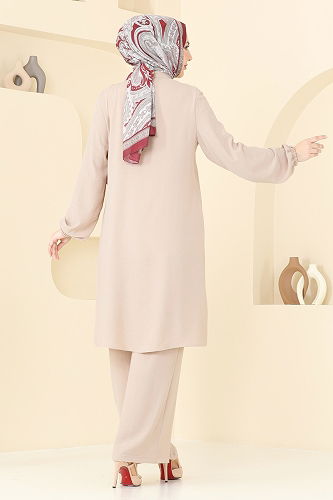 moda selvim طقم بيج فاتح 372DVL817 - Thumbnail