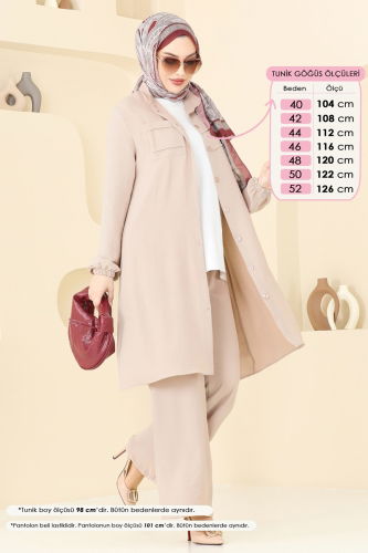moda selvim طقم بيج فاتح 372DVL817 - Thumbnail