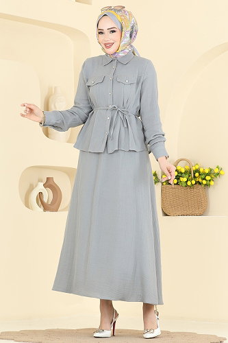 moda selvim طقم رمادي 373ASN888 - Thumbnail