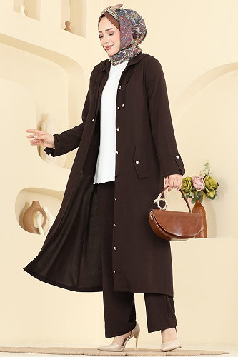 moda selvim طقم بني 3745YMC1171 - Thumbnail