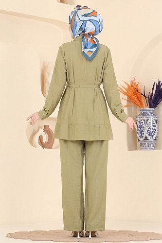 moda selvim طقم أخضر عشبي 374ASN888 - Thumbnail