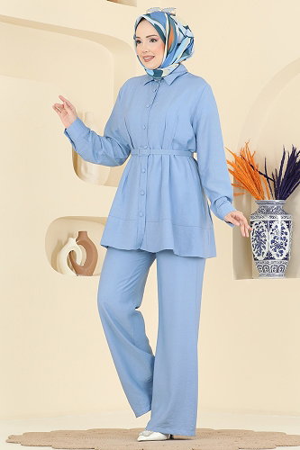 moda selvim طقم أزرق فاتح 374ASN888 - Thumbnail