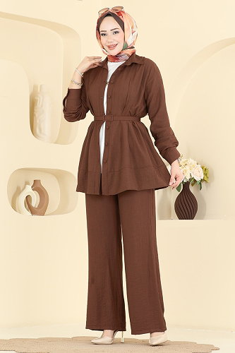 moda selvim طقم بني 374ASN888 - Thumbnail