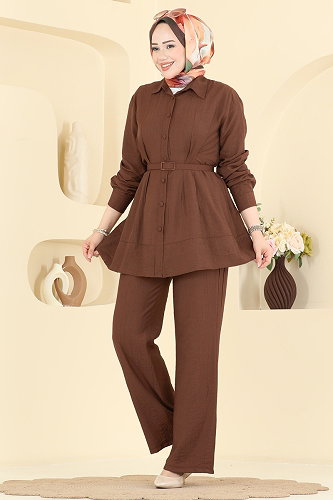 moda selvim طقم بني 374ASN888 - Thumbnail