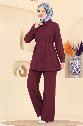 moda selvim طقم خمري 374ASN888 - Thumbnail
