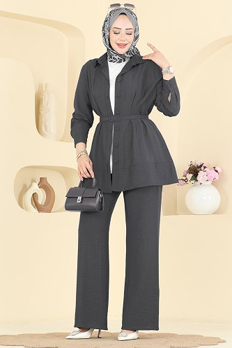 moda selvim طقم رمادي فاتح 374ASN888 - Thumbnail